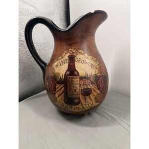Wine Country Pitcher, Painted Ceramic Decor "Wine Growing Bordeaux 1855"